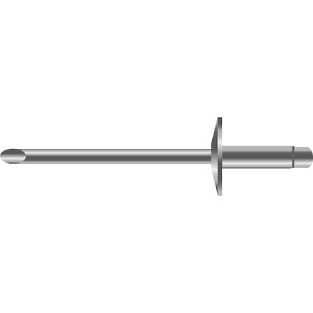 Blind Rivet, 3/16 In Dia., 3/4 In L, 18-8 Stainless Steel Body